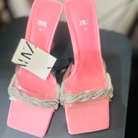 Zara rhinestone Vinyl high heel sandals 1324/010 size 36 - Picture 15 of 15